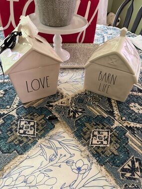 Rae Dunn Cream Ceramic House Canisters - LOVE & BARN LIFE